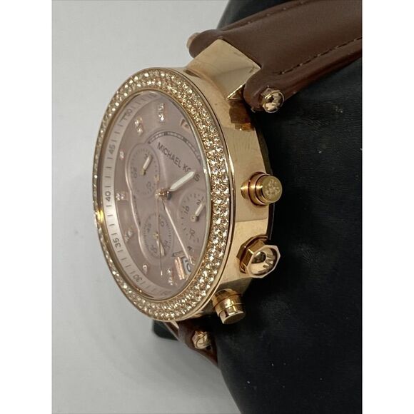 Michael Kors Parker MK5896 Women's Brown Leather Analog Dial Quartz Watch WO335 - Picture 4 of 12